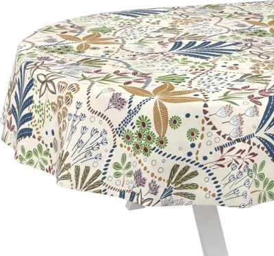 Zdjęcie produktu dla Obrus wodoodporny, zmywalny, kolorowy, owalny, 180 x 140 cm, styl bohemy, etniczny, cerata, obrus ogrodowy