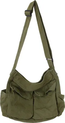 Produktbild von Klassischer Rucksacktasche - Uni - Messenger - Vintage - Grün - 34*15*40cm - Leinen