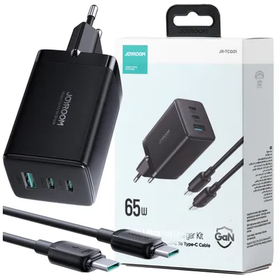 Produktbild von Joyroom Schnellladegert, GaN Ultra, 65 W, mit USB-C-Kabel, 100 W - dunkelgrau