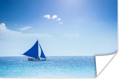 Produktbild von MuchoWow® Poster Ein blaues Segelboot auf dem offenen Meer 180x120 cm - Fotoplakat
