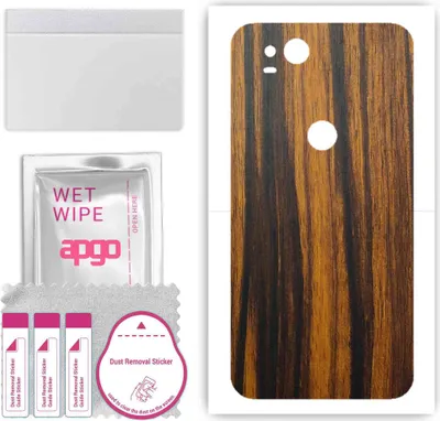 Produktbild von apgo Rückseite Schutzfolie, Skin, kompatibel mit Google Pixel 2, Hinten Displayschutzfolie aus Vinylfolie, kratzfest, einfache Montage - Tigerwood