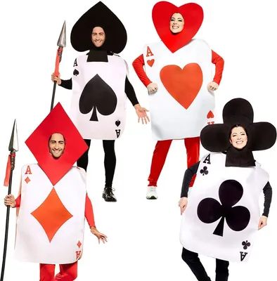 Spielkarten Kostüm Ass Kartenblatt für Erwachsene Gr. M/L rot schwarz Fasching Karneval Mottoparty Paarkostüm Gruppenkostüm