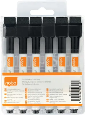 Produktbild von nobo Whiteboard-Marker schwarz 6er Set