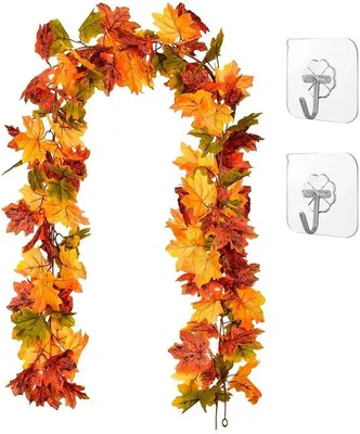 Produktbild von Kunstmatige Herbstesdoornblätter-Girlande, 175 cm, für Wand, Tür, Haardecor, mit Haken