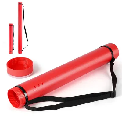 Immagine prodotto di Portaposter tubo portaposter - Telescopico 63-107 cm - Rosso - Con tracolla