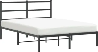 Produktbild von vidaXL Bettgestell mit Kopfteil Metall Schwarz 135x190 cm
