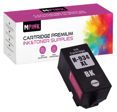 A product shot showing a box of printer ink cartridges and one individual cartridge.