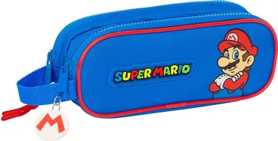 Produktbild von Safta Double Super Mario Play Federmäppchen Blau  Mann Blau One Size