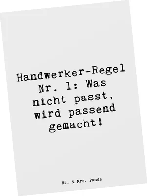 Produktbild von Mr. & Mrs. Panda Grußkarte Spruch Handwerker Lösung - Weiß - Geschenk, Postkarte, Beruf, Ansichtskarten, kreative Geschenke, Leidenschaft, Fotokarte, Postkarten, Berufe