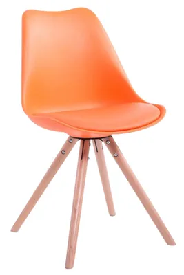 Produktbild von TPFLiving Besucherstuhl Toulon Kunstleder Gestell Buchenholz Natura Rund orange