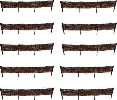 Immagine prodotto di Set di 10 Palizzate in Salice 120x20 cm – Recinzione in Vimini Naturale per Aiuole e Bordo Prato
