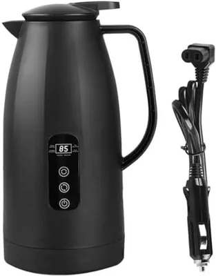Immagine prodotto di Bollitore elettrico da auto 12 V/24 V da 1,2 litri in acciaio inossidabile con presa accendisigari, per acqua calda, caffè e tè durante i viaggi, il campeggio e in auto