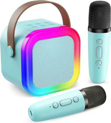 Produktbild von APT Karaoke-Set Bluetooth-Lautsprecher + 2x Mikrofon Blau