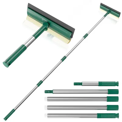 Imagen del producto de Limpiacristales 2 en 1 con mango extensible de 152,4 cm, cabezal intercambiable, para la limpieza de ventanas