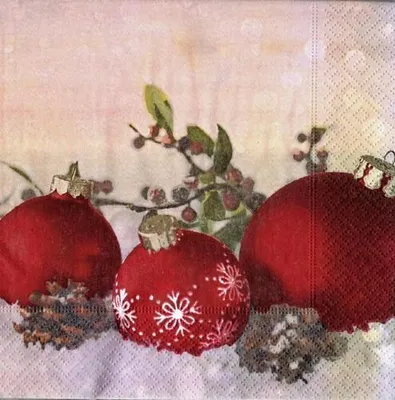 Produktbild von 20 Servietten Red Baubles 33x33cm