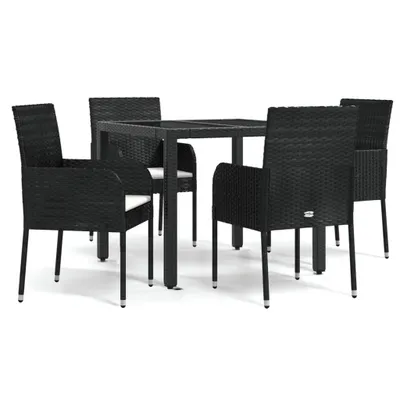 Produktbild von vidaXL 5-tlg. Garten-Essgruppe mit Kissen Schwarz Poly Rattan
