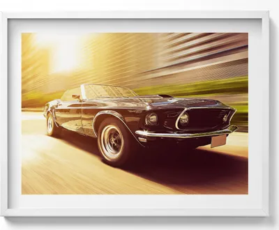 Produktbild von Oldtimer auf dem Weg– Wandbild mit Rahmen – Gerahmtes Bild  – Wanddekoration – 80x60 cm –  Weiß Rahmen