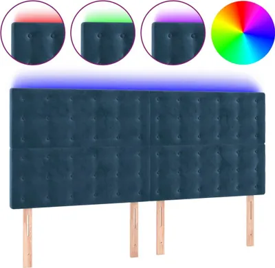 Produktbild von vidaXL LED Kopfteil Dunkelblau 200x5x118/128 cm Samt
