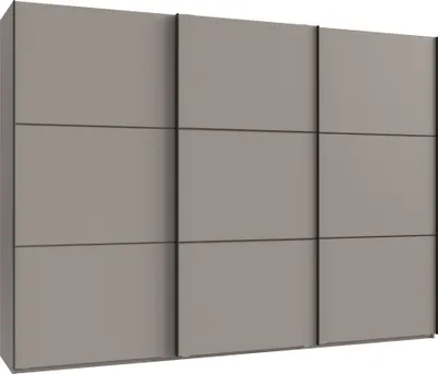Obrázek produktu pro Skříň s posuvnými dveřmi, šatní skříň, 3 dveře, 300 cm, moderní design, kompletní výbava. Barva: světle šedá / 22017