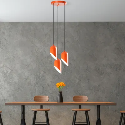 Produktbild von Opviq, Kesik - 6176 - 3 - Orange, Kronleuchter, METALLKÖRPER, Orange, 121 x 30 x 30 cm