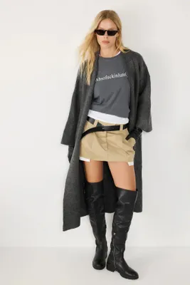 Produktbild von Lange Strickjacke im Glamour-Stil, Anthracite, STD