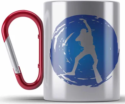 Produktbild von Trendation - Taucher Edelstahl Tasse Karabiner Geschenk Grafik für Tauchlehrer Geschenkidee Lustig Tauchen Tauchsport (Rot)