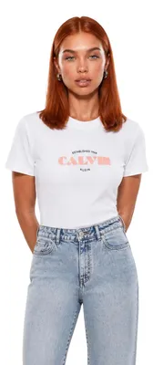 Produktbild von Calvin Klein Jeans 519914 Damen T-Shirt Weiß : Größe - L Größe: L