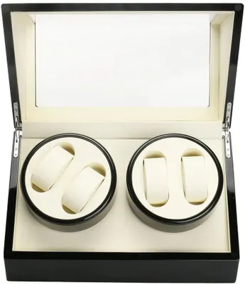 Obrázek produktu pro 4 + 0 Watch Box hodinky Winder Automatické otáčení motoru Dřevěné hodinky Box Storage Vitrína Watch Turner Watch Case Black