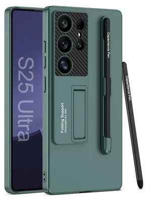 Obrázek produktu pro Pro Samsung Galaxy S25 Ultra – pouzdro GKK s držákem na pero + pero, zelené