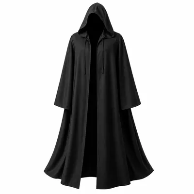 Produktbild von Halloween Zauberer Umhang – Schwarzes Kostüm für Erwachsene