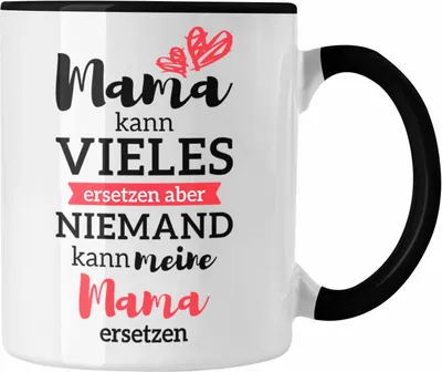 Produktbild von Trendation - Mama Tasse mit Spruch Geschenk Muttertag von Tochter Sohn Mutter Kaffeetasse (Schwarz)