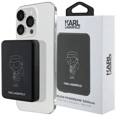 Produktbild von Karl Lagerfeld NFT Outline Ikonik MagSafe  Induktions-Powerbank 5000 mAh 15 W MagSafe (schwarz)