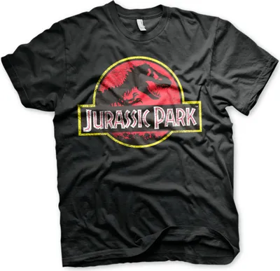 Produktbild von Jurassic Park Distressed Logo T-Shirt - Small - Black