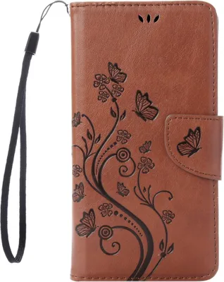 Produktbild von Mobigear Flowers iPhone 8 Hülle Klapphülle Geldbörse - Braun