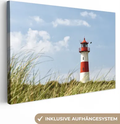 Produktbild von OneMillionCanvasses® - Leinwandbilder - 140x90 cm, Meer - Leuchtturm - Deutschland, Wandbilder Kunstdruck Wanddekoration