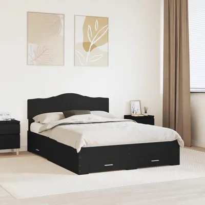 Obrázek produktu pro vidaXL Rám postele s čelem černý 140 x 190 cm materiál na bázi dřeva