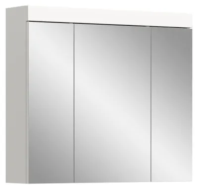 Spiegelkast 80x70x18 cm weiß/Spiegelglas 3 Türen 6 Böden