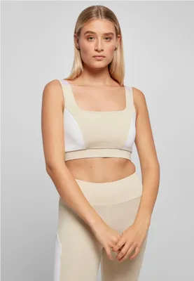 Immagine prodotto di Urban Classics TB5017 | Ladies Color Block Bra Reggiseno sportivo da donna - Colore: soft seagrass/bianco/lilla - Taglia: M