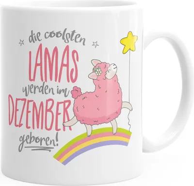 Produktbild von Geburtstags-Tasse Wunschmonat die schönsten Lamas werden im Dezember geboren Geschenk-Tasse Kaffee-Tasse MoonWorks® weiß unisize
