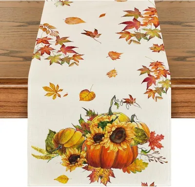 Zdjęcie produktu dla Artoid fashion jesienny bieżnik na stół dynie liście klonu słoneczniki 40x140 cm