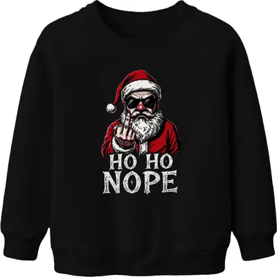 Immagine prodotto di HO HO NOPE Babbo Natale con il dito medio – sarcastico e divertente – felpa unisex per bambini, nera, taglia 104