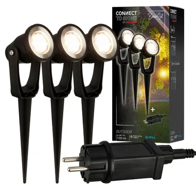 Immagine prodotto di CONNECT TO SHINE Set iniziale Lilis con set di 3 faretti da giardino LED, IP65