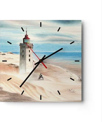 Produktbild von Wanduhr - Quadrat - Glasuhr - Laterne Meer Bild - 40x40cm - Schleichendes Uhrwerk - Lautlos - zum Aufhängen bereit - Dekoration Modern - Wanddekoration aus Glas - C3AC40x40-4764