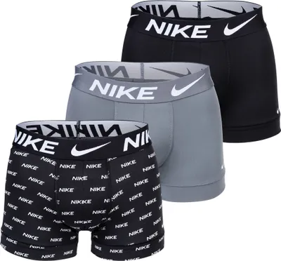 Produktbild von NIKE Herren Boxer Shorts, 3er Pack - Trunks, Dri-Fit Micro, Logobund Schwarz/Grau/Logo L
