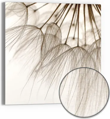 Produktbild von DEQORI Hybrid Leinwand Bild 30x30 cm 'Pusteblumenpoesie' Wandbild Glas flach modern