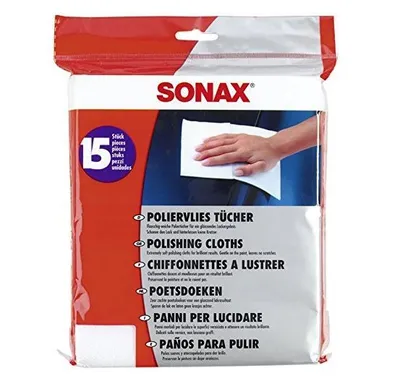 Zdjęcie produktu dla SONAX ściereczki do polerowania z włókniny w puszystej, miękkiej jakości 15 sztuk