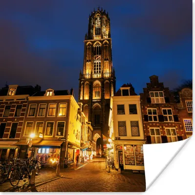 Produktbild von MuchoWow® Poster Nacht - Domturm - Utrecht 100x100 cm - Babyzimmer