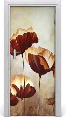 Produktbild von Tulup Türaufkleber 85x205 cm Dekorative Aufkleber Selbstklebend Wasserdichte Tapete Abnehmbar Schlafzimmer Wohnzimmer Wohnkultur - Wildblumen Mohnblumen