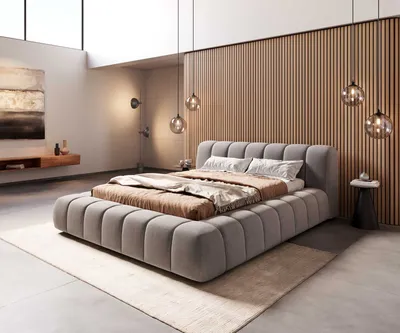 Produktbild von DELIFE Polsterbettgestell Cutio 140x200 cm Mikrofaser Grau