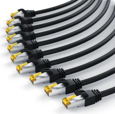 Produktbild von Primewire LAN-Kabel, CAT.7, RJ-45 (Ethernet) (50 cm), Gigabit Ethernet S/FTP Netzwerkkabel, 10000 Mbit/s, Patchkabel - 0,5m